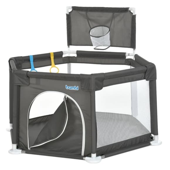 Дитячий манеж MR 1340-G, сірий, з баскетбольним кільцем