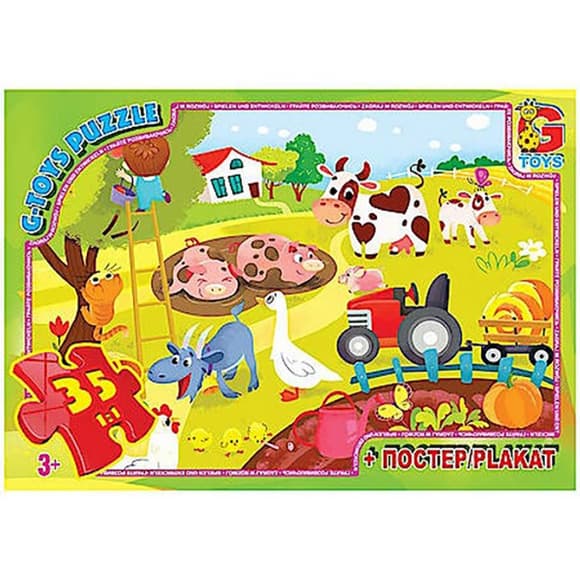 Детский пазл "Жизнь на ферме" GF05 плакат 35 элементов