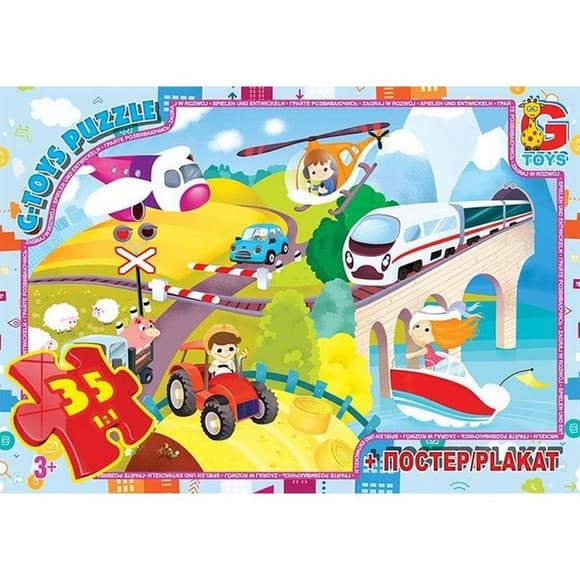 Детский пазл "Виды траспорта" GF06 плакат 35 элементов