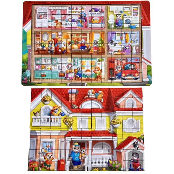 Деревянный пазл-вкладыш "Кошачий дом пазл летний" (ПСД273) PSD273