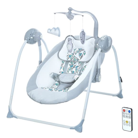 Дитячий шезлонг-гойдалка TEDDY ME 1075 Gray Mint Feathes