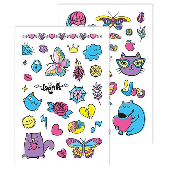 Временные татуировки для старших девочек Фиолетовый котик 10100697, 2 листа