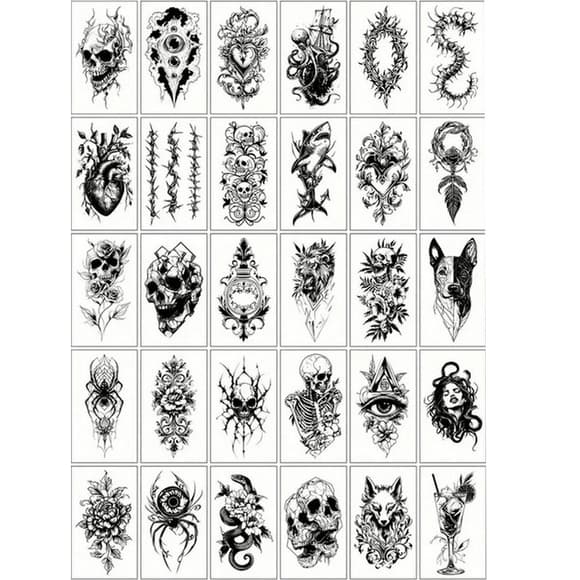 Набір дитячих тимчасових татуювань "Чорні міні №5" black-tattoo-mini-set-5-T