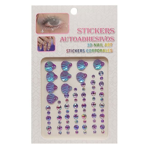 Наклейки декоративные "Стразы и жемчуг" XY-019/021-2 на планшетке 75 шт