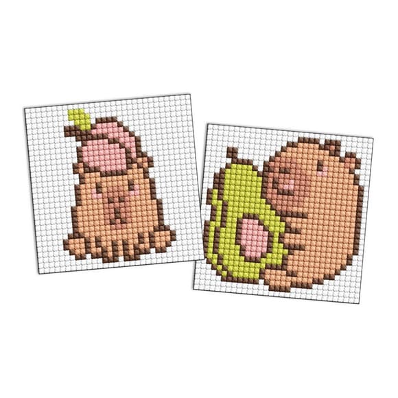 Алмазная мозаика "Капибара: персик и авокадо" AMG1157 на магните 9x9 см