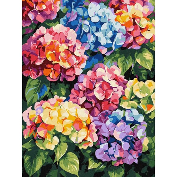Картина по номерам "Разноцветные гортензии" ©art_selena_ua KHO3299, 30х40 см
