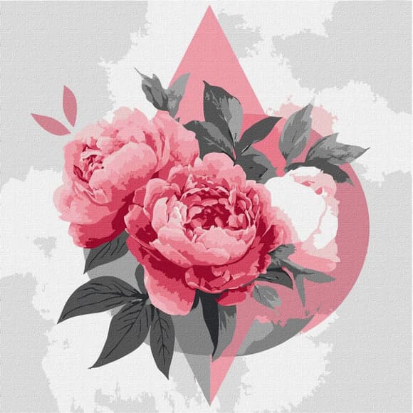 Картина по номерам "Геометрические фигуры с пионами" ©art_selena_ua KHO3315, 30х30 см