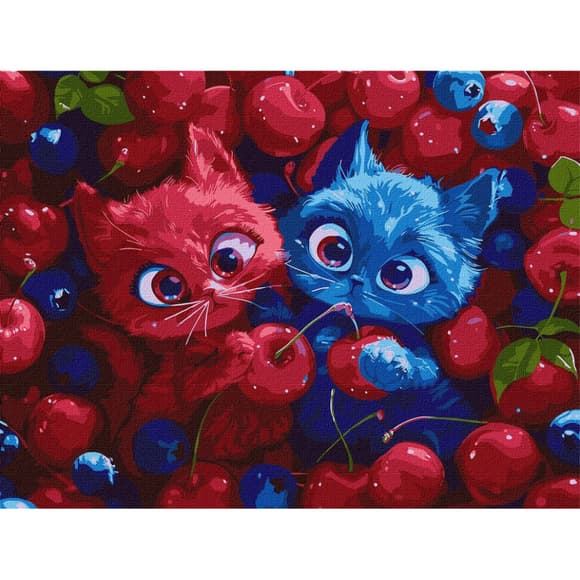 Картина за номерами "Ягідні пухнастики" ©art_selena_ua KHO5143, 30х40 см 