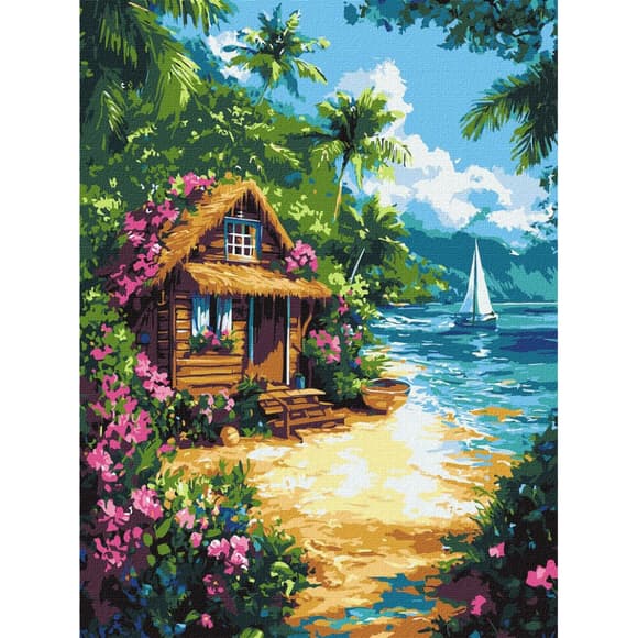 Картина за номерами "Будинок у тропіках" ©art_selena_ua KHO6373, 30х40 см 