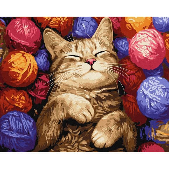 Картина по номерам "Кот в клубочках" ©art_selena_ua KHO6710, 40х50 см