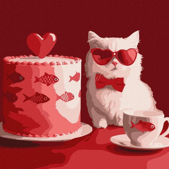 Картина по номерам "Кот с тортом" ©art_selena_ua KHO6722, 30х30 см