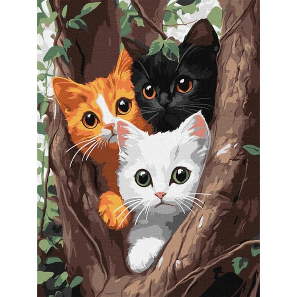 Картина по номерам "Котики на дереве" ©art_selena_ua KHO6736, 30х40 см