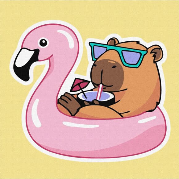 Картина по номерам "Капибара в отпуске" ©art_selena_ua KHO6743, 40х40 см