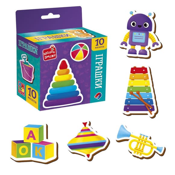Детский набор магнитов "Игрушки" VT3106-33, 10 магнитов