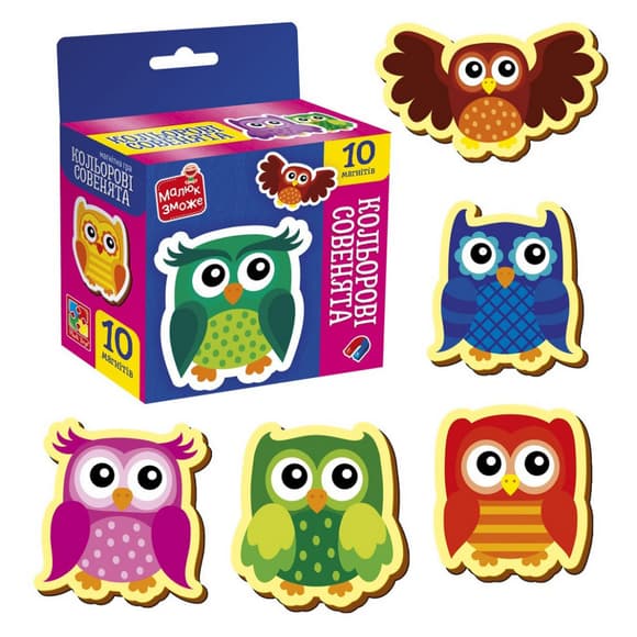 Детский набор магнитов "Цветные совята" VT3106-38, 10 магнитов