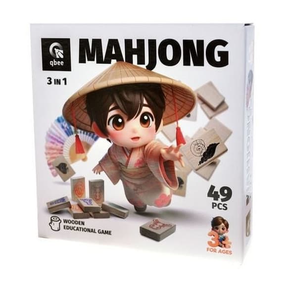 Дерев'яна дитяча гра "Дитячий маджонг" QB700-007, 49 деталей 