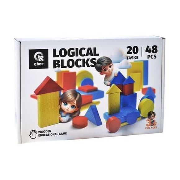 Дерев'яна розвиваюча гра "Логічні блоки Дьенеша" QB700-006, 48 елементів 