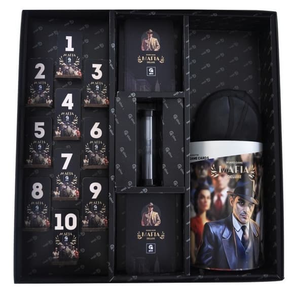 Настільна гра "Мафія Делюкс" QB701-002 з пісочним годинником, пов'язками для очей