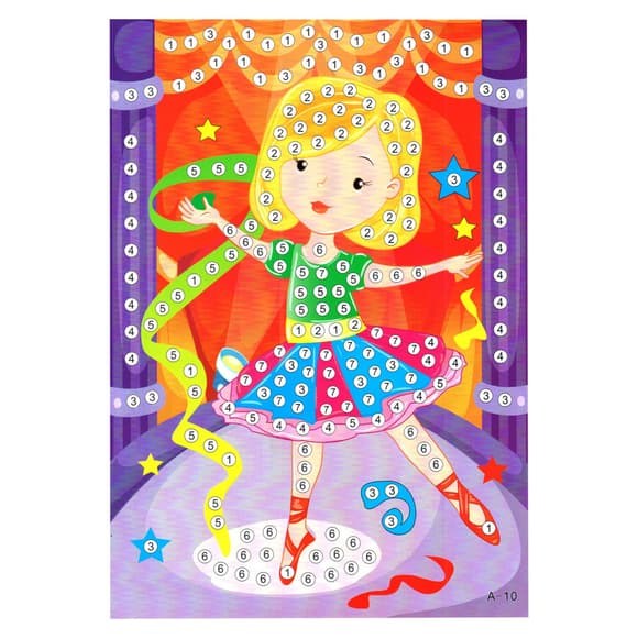 Детская мозаика по номерам "Балерина" 13-127-4 разноцветные камушки