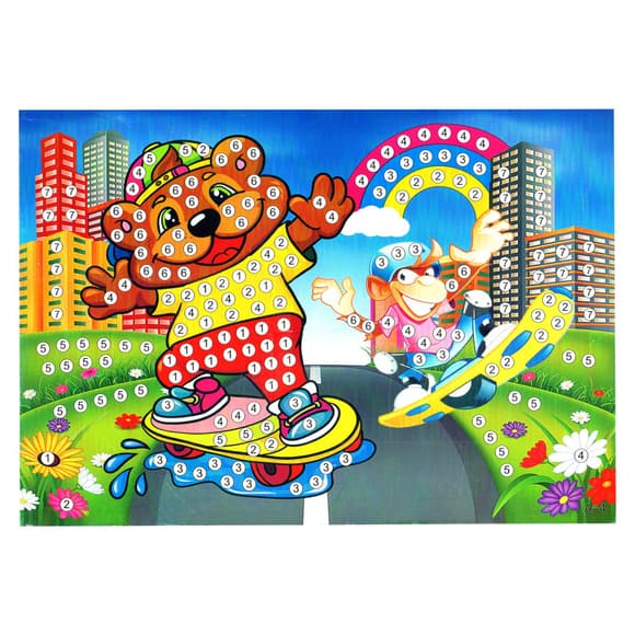 Детская мозаика по номерам "Скейтеры" 13-127-7 разноцветные камушки