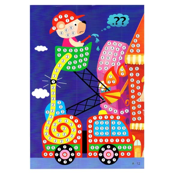 Детская мозаика по номерам "Пожарный" 13-127-9 разноцветные камушки