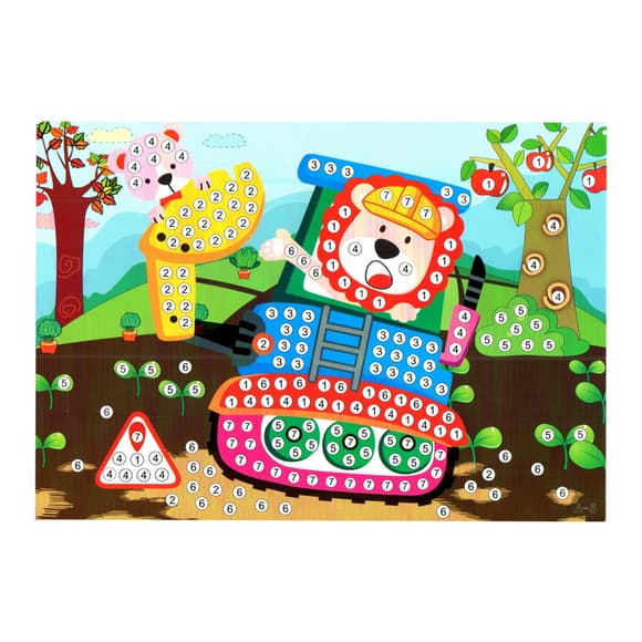 Детская мозаика по номерам "Строители" 13-127-10 разноцветные камушки