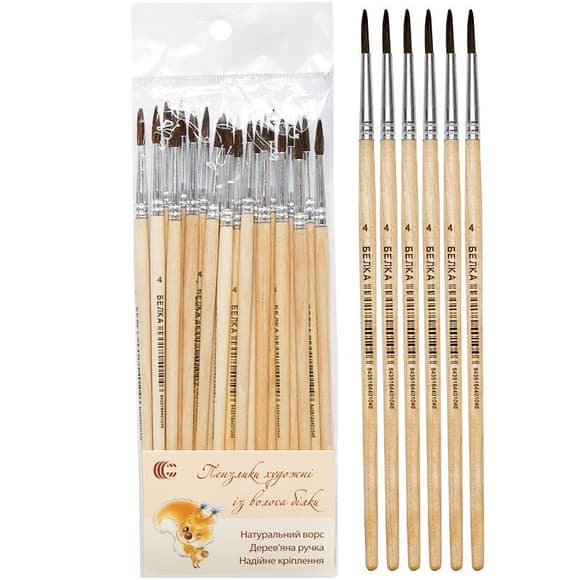 Кис точка художественная "Белка №4" 89595, 1 Шт