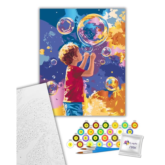 Картина за номерами "Яскраві бульбашки" 10449-AC з металізованими фарбами 40х50 см                            