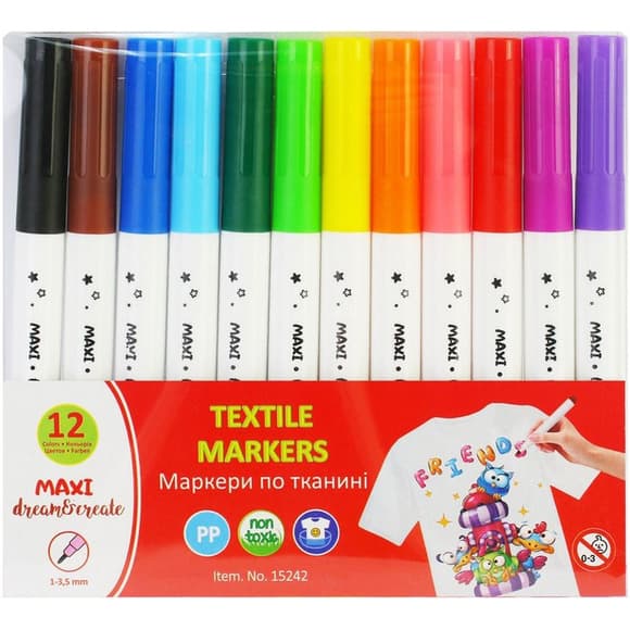 Набор м аркеров по ткани MX15242, 12 цветов