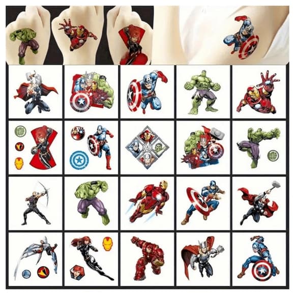 Набір тимчасових татуювань "Супергерої міні" superheroes-20-01 розмір 5х5 см