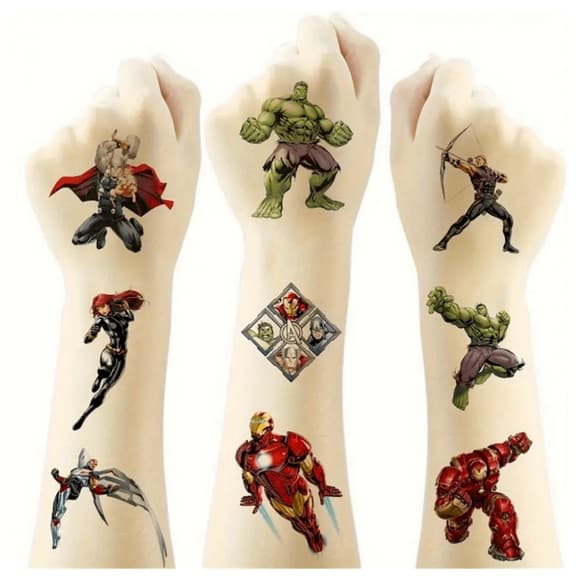 Набір тимчасових татуювань "Супергерої міні" superheroes-20-01 розмір 5х5 см