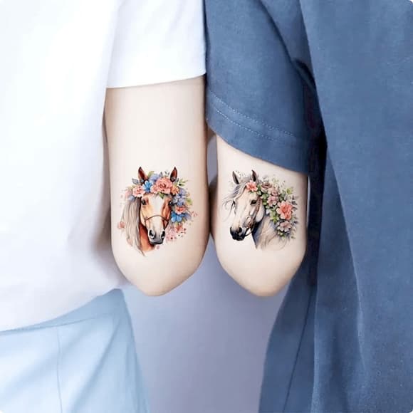 Набір тимчасових татуювань "Коні" Horses-20-01 розмір 6х6 см