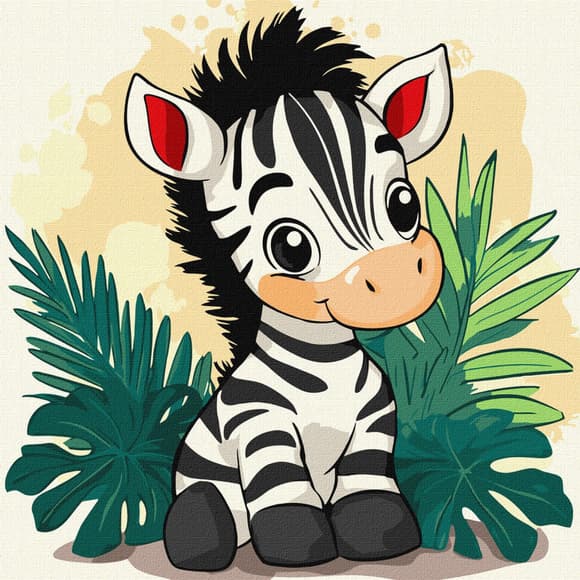 Картина по номерам "Веселая зебра" KHO1273, 30х30 см
