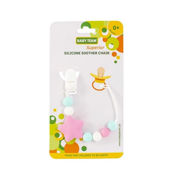 Цепочка для пустышки "Звезда" 3390(Pink) силиконовая