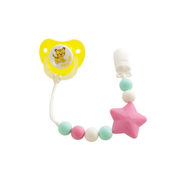 Цепочка для пустышки "Звезда" 3390(Pink) силиконовая