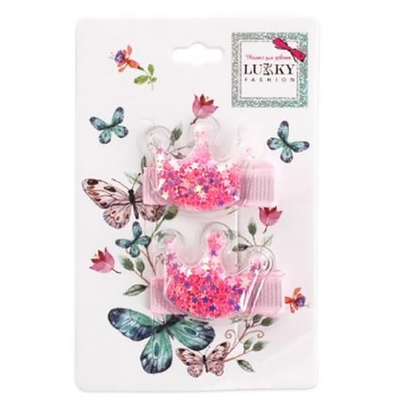 Детские заколки  для волос "Корона" T18456(Pink)