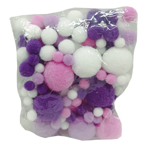 Декоративные помпоны для творчества S-05_помпон 1-3 см 145-155 штук