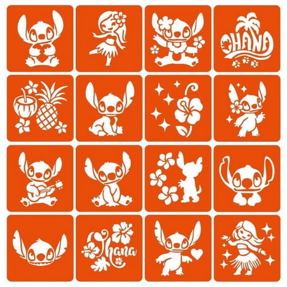 Набор трафаретов для био-тату "Лило и Стич" lilo_stich-simple-16