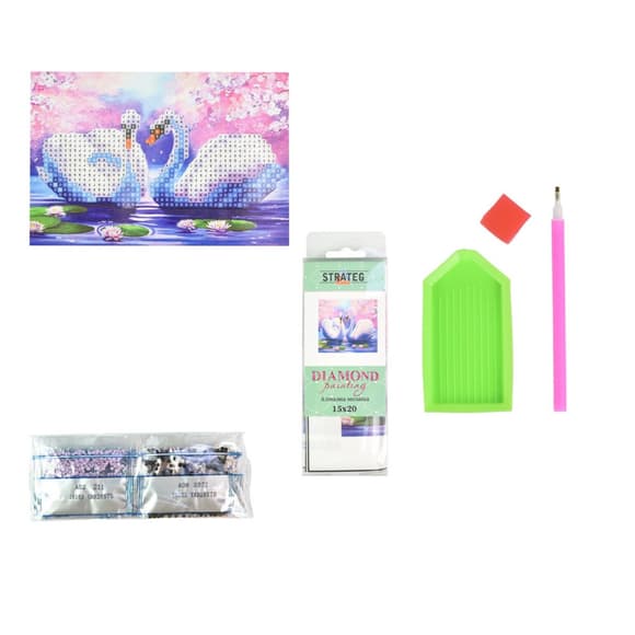 Алмазная мозаика без подрамника "Любовь как у лебедей" YAB28575, 10х15 см