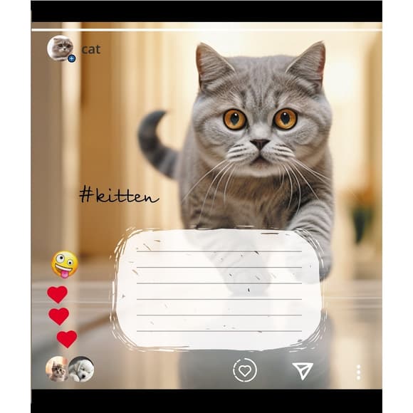 Тетрадь ученическая "Кошка" 024-550351K-5 в клеточку, 24 листа