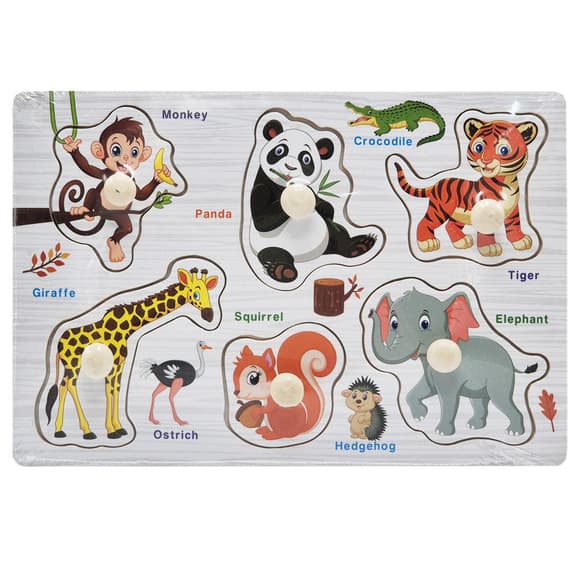 Дерев'яний пазл-вкладиш Африканські тварини 73239-3 назви англійською мовою
