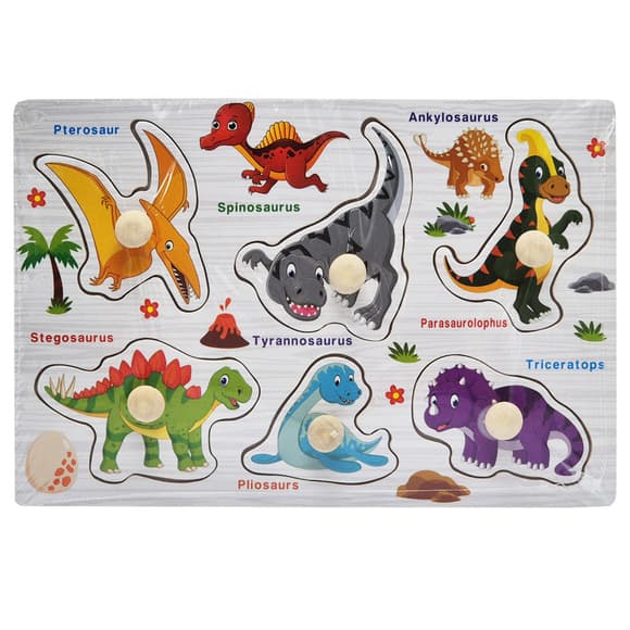 Дерев'яний пазл-вкладиш Динозаври 73239-7 назви англійською мовою
