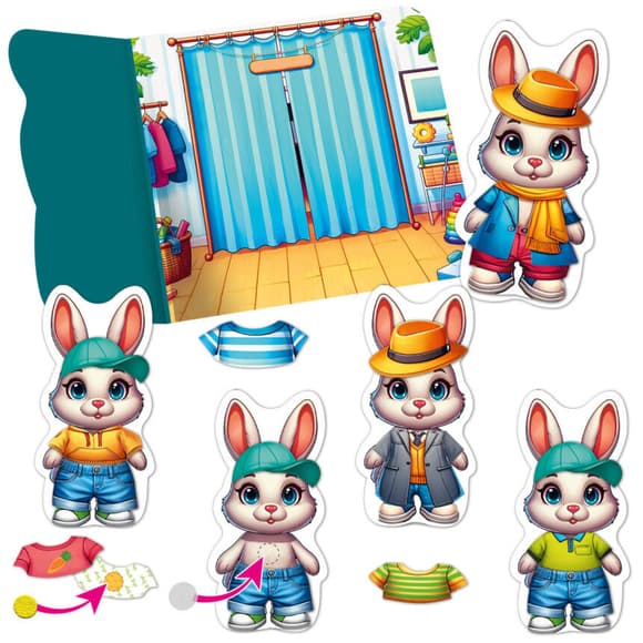 Игра развивающая с липучками "Зайчик" VT1320-04, 10 элементов одежды