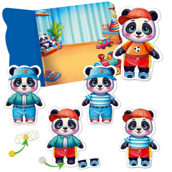 Гра розвиваюча з липучками "Панда" VT1320-06, 8 елементів одягу
