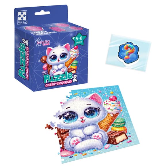 Детские пазлы с сюрпризом "Белый котенок" VT8030-03, 180 деталей