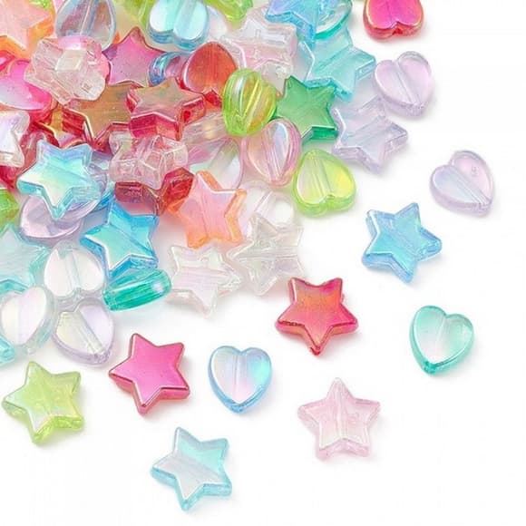 Декоративные бусинки для творчества Сердца и Звёзды Dom Busin УТ100031875 в упаковке 50 шт