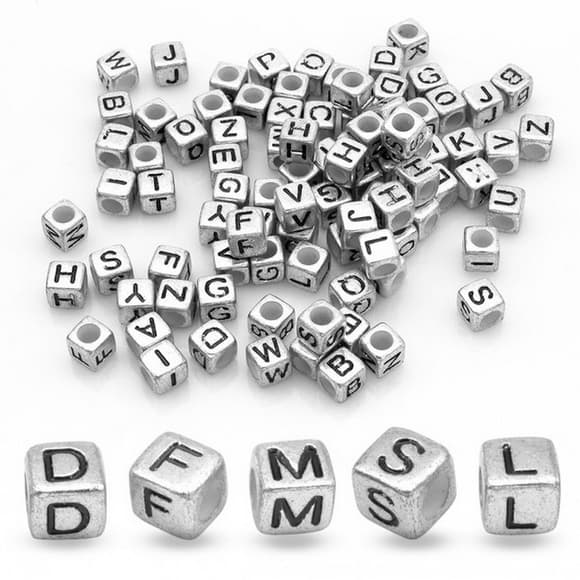 Декоративні намистинки для творчості Алфавіт Кубики Dom Busin УТ000004425 в упаковці 130 шт