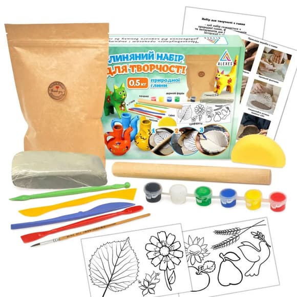 Детский глиняный набор для творчества GL-001 природная глина 0.5 кг