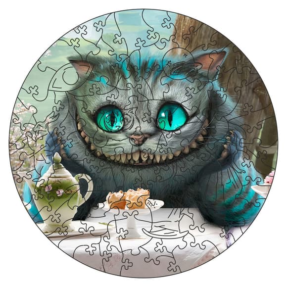 Фігурний пазл з дерева "Аліса Чеширський кіт" PZ001-A3W-AC 180-250 деталей, А3 з мішечком і стрічкою