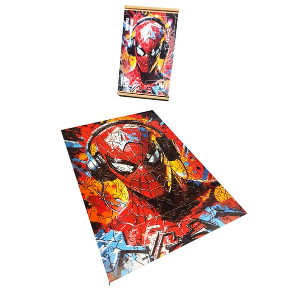 Фігурний пазл з дерева "Людина-павук" PZ003-A3W-AC 180-250 деталей, А3 з мішечком і стрічкою